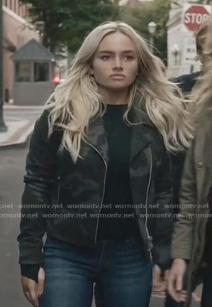 Lauren’s camo moto jacket on The Gifted