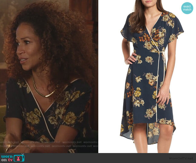 Floral Wrap Dress by Leith worn by Sherri Saum on Good Trouble