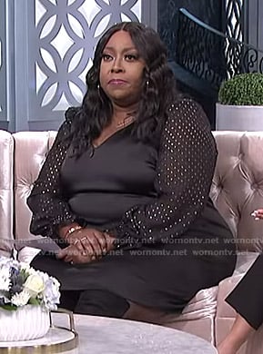 Loni’s black metallic dotted sleeve dress on The Real