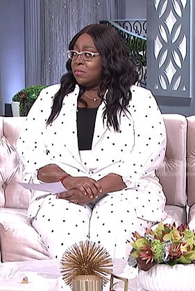 Loni’s white polka dot suit on The Real