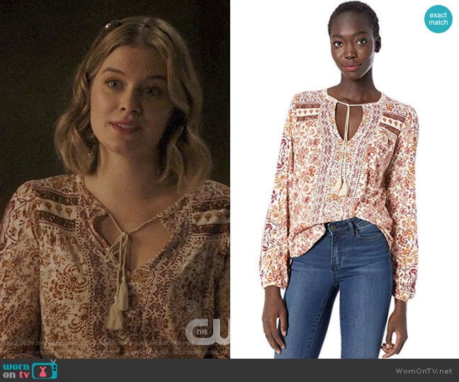 Lucky Brand Printed Peasant Top worn by Polly Cooper (Tiera Skovbye) on Riverdale