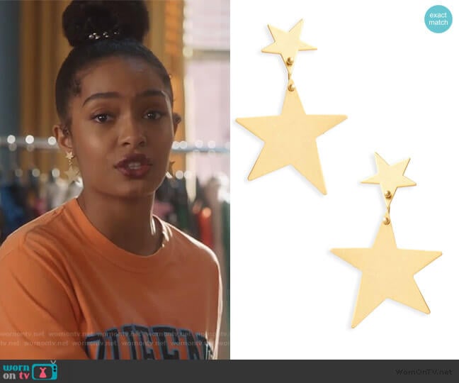 Statement Star Drop Earrings by Madewell worn by Zoey Johnson (Yara Shahidi) on Grown-ish