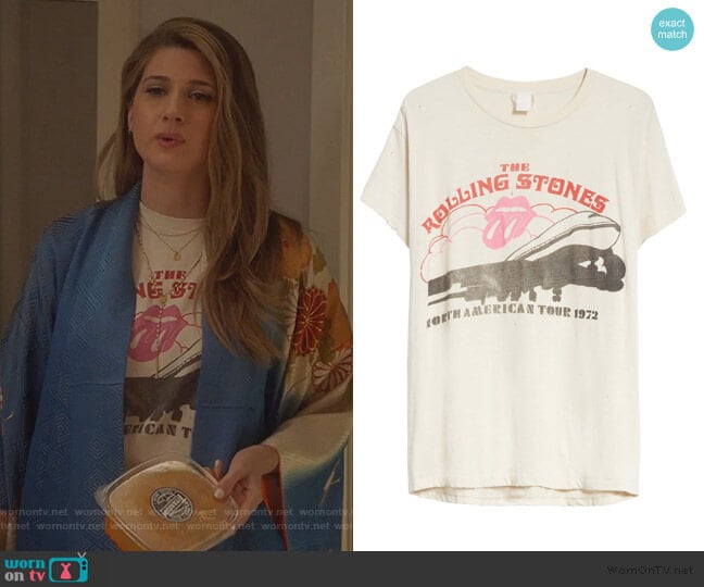 The Rolling Stones Tour 1972 T-Shirt by Madeworn worn by Nomi Segal (Emily Arlook) on Grown-ish