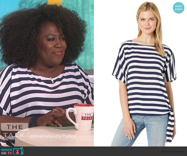 Graphic Stripe Side-Tie Tee by Michael Michael Kors worn by Sheryl Underwood on The Talk