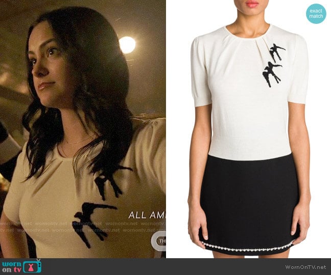 Miu Miu Bird Embroidered Top worn by Veronica Lodge (Camila Mendes) on Riverdale