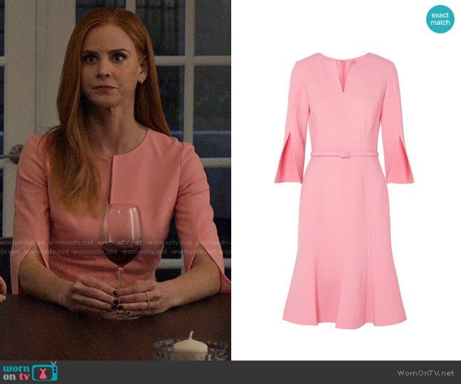 Oscar de la Renta Belted wool-blend dress worn by Donna Paulsen (Sarah Rafferty) on Suits