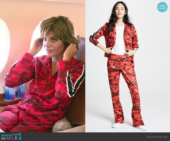 Camo Track Jacket and Track Pants by Pam & Gela worn by Lisa Rinna on The Real Housewives of Beverly Hills