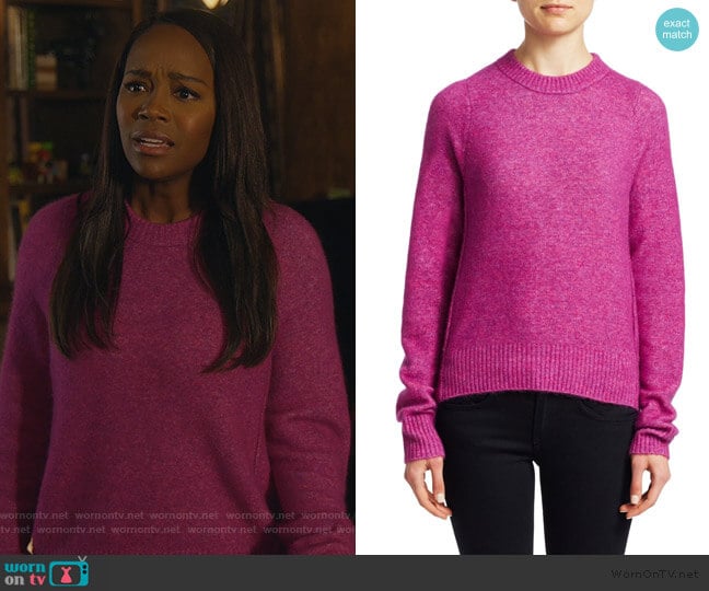 Inset Shoulder Crewneck Sweater by 3.1 Phillip Lim worn by Michaela Pratt (Aja Naomi King) on How to Get Away with Murder