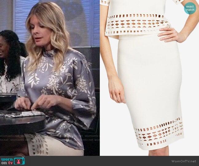 RACHEL Rachel Roy Frankie Skirt worn by Nina Reeves (Michelle Stafford) on General Hospital