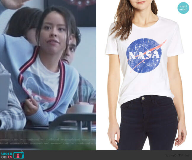 Nasa Graphic Tee by Recycled Karma worn by Mariana Foster (Cierra Ramirez) on Good Trouble