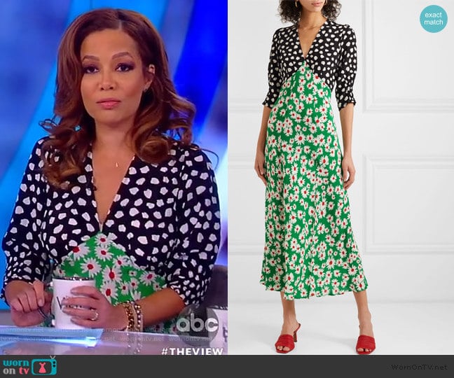 Martha printed silk crepe de chine midi dress by Rixo worn by Sunny Hostin on The View