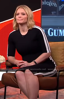 Sara’s black side striped dress on GMA Strahan and Sara