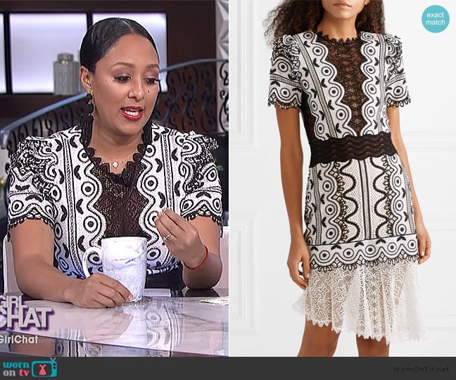 WornOnTV: Tamera’s black and white lace dress on The Real | Tamera ...