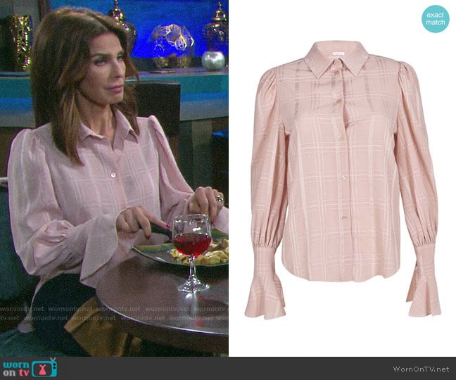 See by Chloe Fluid Checks Top worn by Hope Williams (Kristian Alfonso) on Days of our Lives