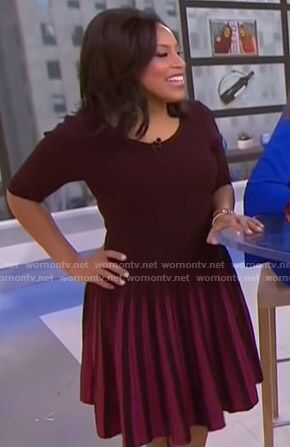 Sheinelle’s burgundy pleated dress on Today