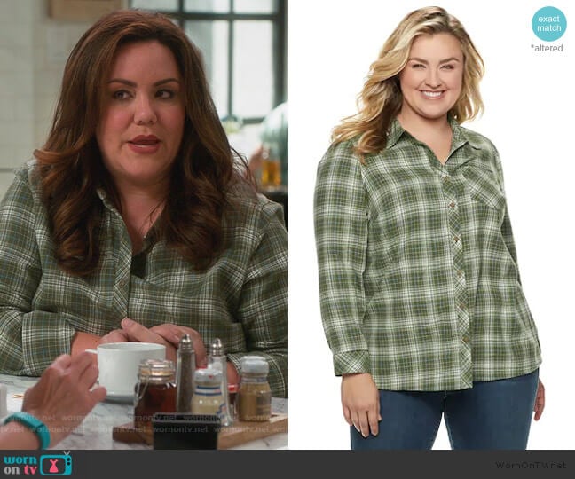 Essential Supersoft Flannel Shirt by Sonoma Goods for Life worn by Katie Otto (Katy Mixon) on American Housewife