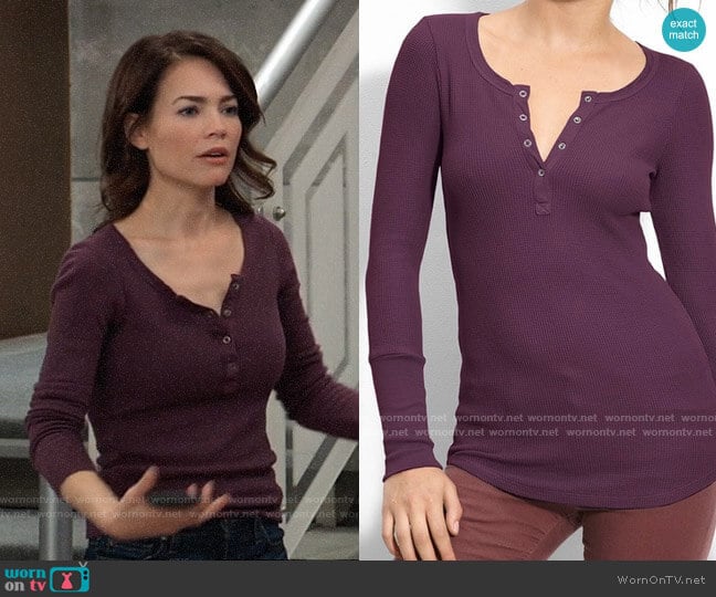 Splendid Thermal Henley worn by Elizabeth Webber (Rebecca Herbst) on General Hospital