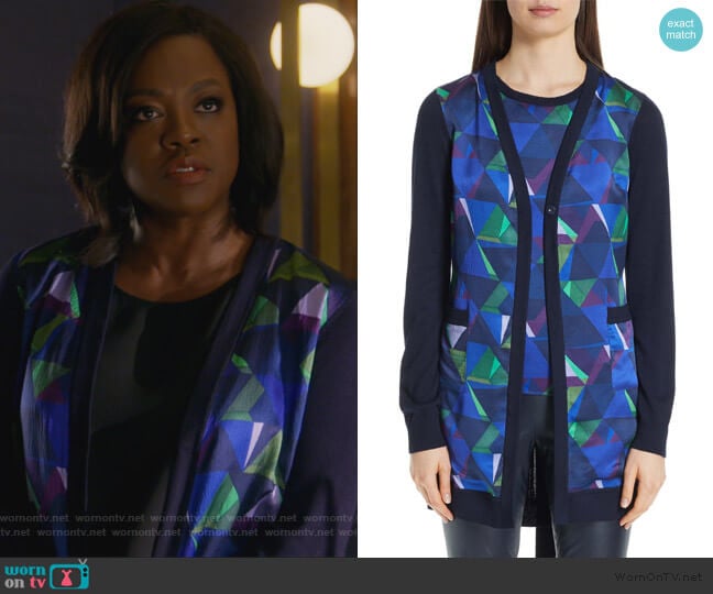 Jersey & Silk Cardigan by St. John Collection worn by Annalise Keating (Viola Davis) on How to Get Away with Murder