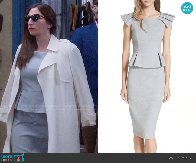 Ted Baker Daizid Pleat Shoulder Peplum Dress worn by Gina Linetti (Chelsea Peretti) on Brooklyn Nine-Nine