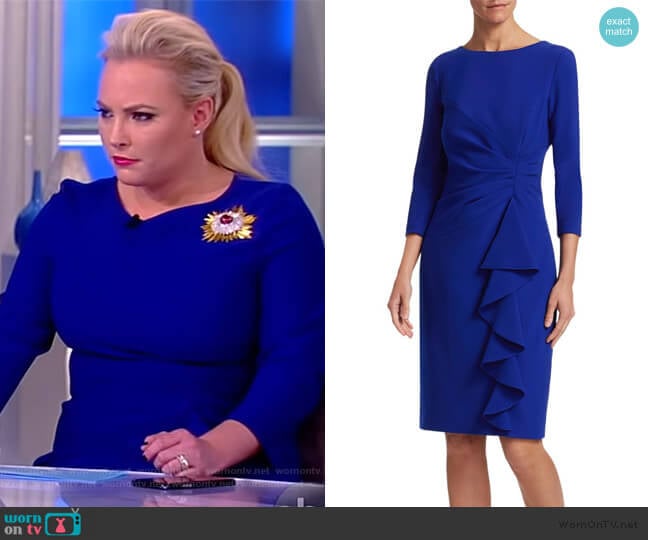 WornOnTV: Meghan’s blue side ruffle dress on The View | Meghan McCain ...