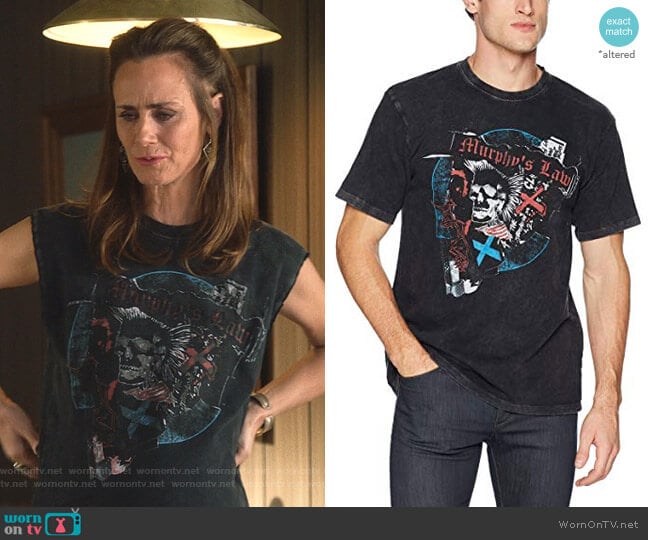 Graphic T-Shirt with Skull and Punk Rock  by The Kooples worn by Maya (Diane Farr) on Splitting Up Together