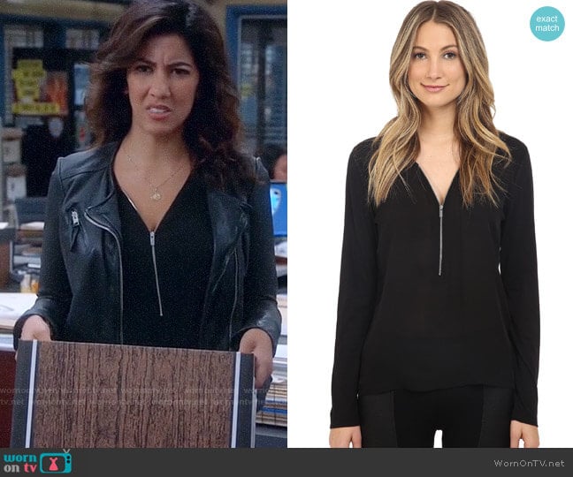 The Kooples Long Sleeve Signature T-Shirt in Silk and Jersey worn by Rosa Diaz (Stephanie Beatriz) on Brooklyn Nine-Nine