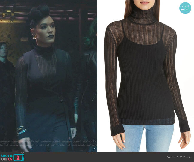 Lory Sheer Turtleneck by Theory worn by Reeva Payge (Grace Byers) on The Gifted