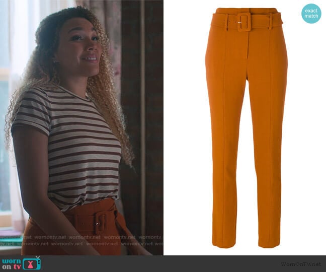 Cigarette Belted Trousers by Theory worn by Allison Hargreeves (Emmy Raver-Lampman) on The Umbrella Academy