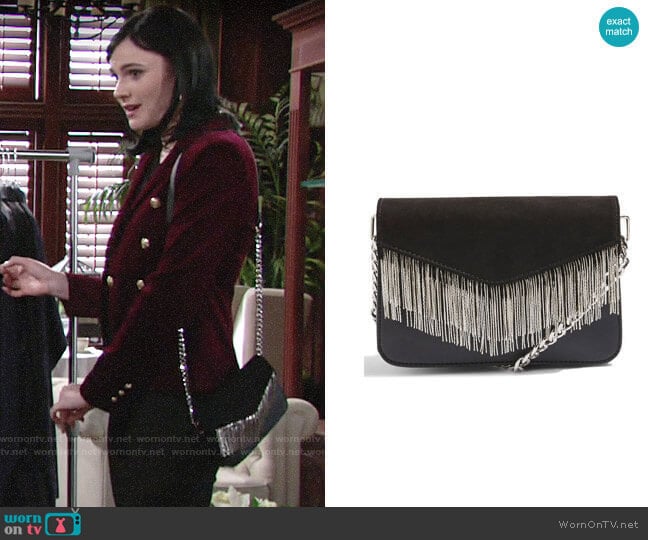 Topshop Remy Chain Flap Faux Leather Crossbody Bag worn by Tessa Porter (Cait Fairbanks) on The Young and the Restless