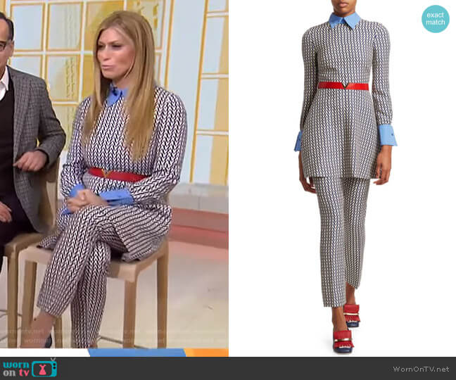 Optical Long Sleeve Top and Pants by Valentino worn by Jill Martin on Today