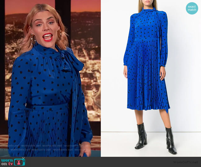 Heart Print Midi Dress by Valentino worn by Busy Philipps  on Busy Tonight