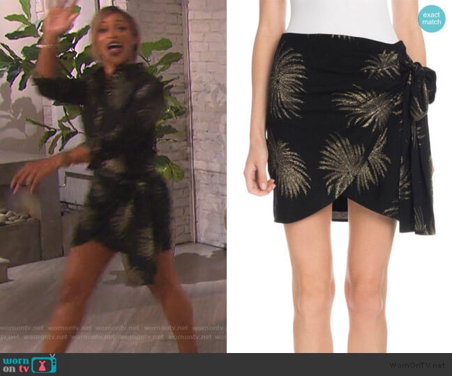 Side-Tie Metallic Fireworks-Jacquard Mini Skirt by Victoria Victoria Beckham worn by Eve on The Talk