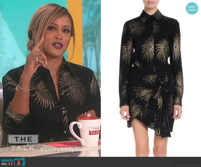 Long-Sleeve Shimmer Firework-Embroidered Shirt by Victoria Victoria Beckham worn by Eve on The Talk