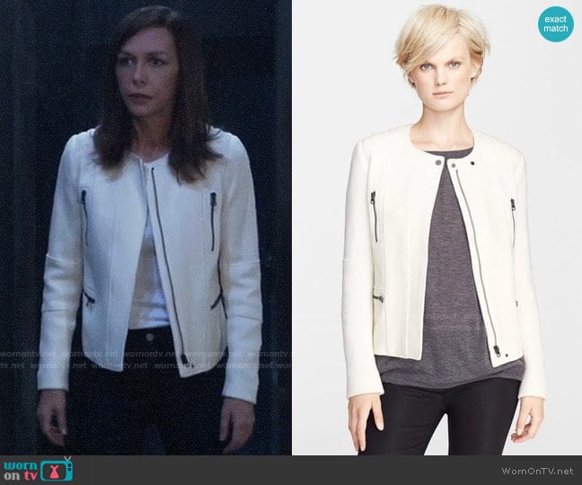 Vince Boucle Moto Jacket worn by Anna Devane (Finola Hughes) on General Hospital