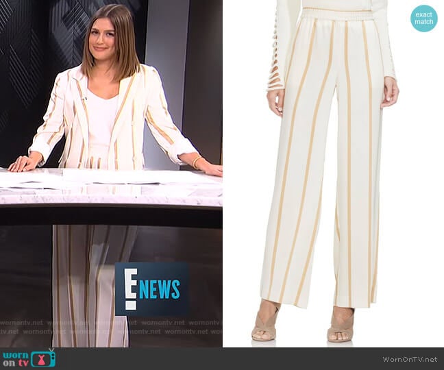 Dramatic Stripe Pull-On Pants by Vince Camuto worn by Carissa Loethen Culiner on E! News