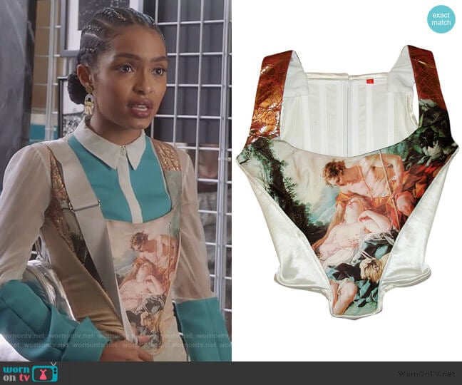 François Boucher's painting of Daphnis Corset by Vivienne Westwood worn by Zoey Johnson (Yara Shahidi) on Grown-ish