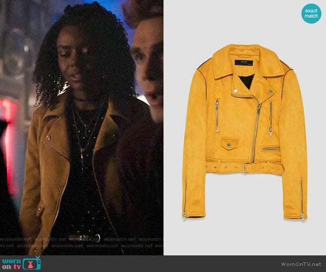 Zara Faux Suede Biker Jacket worn by Josie McCoy (Ashleigh Murray) on Riverdale