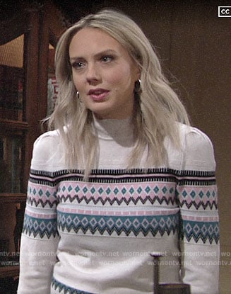 Abby’s fair isle sweater on The Young and the Restless