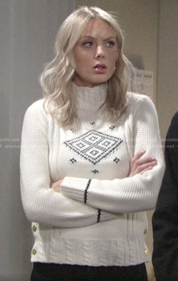 Abby’s geometric print sweater on The Young and the Restless