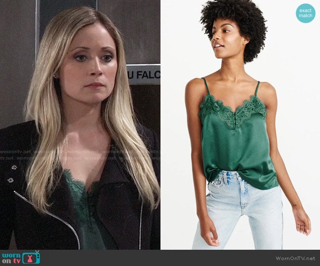 Abercrombie & Fitch Lace Trim Cami worn by Lulu Spencer Falconeri (Emme Rylan) on General Hospital