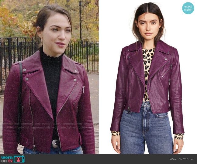 Alice + Olivia Cody Leather Jacket worn by Cara Bloom (Violett Beane) on God Friended Me