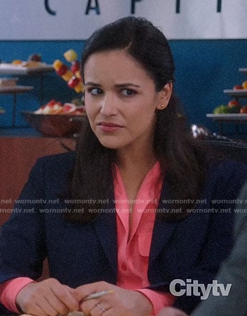 Amy's coral button down blouse on Brooklyn Nine-Nine