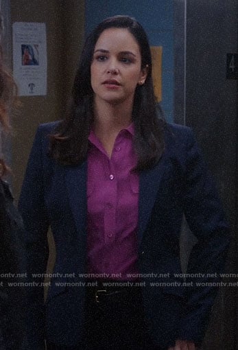 Amy's magenta button down blouse on Brooklyn Nine-Nine