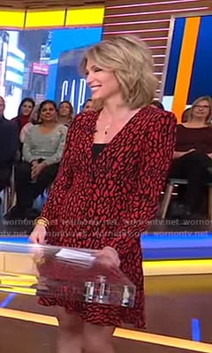 Amy’s red leopard print v-neck dress on Good Morning America