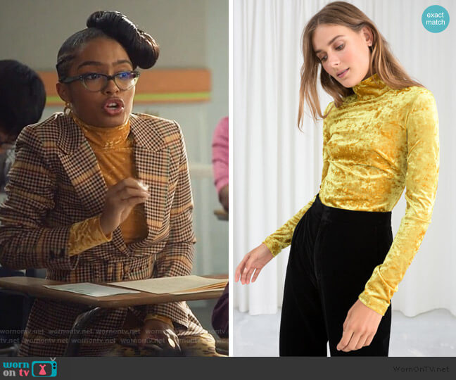 Stretch Velour Turtleneck by & Other Stories worn by Zoey Johnson (Yara Shahidi) on Grown-ish