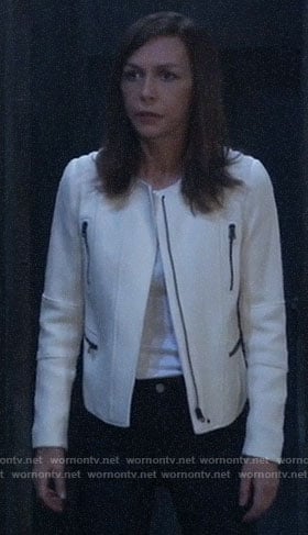 Anna’s white zip jacket on General Hospital