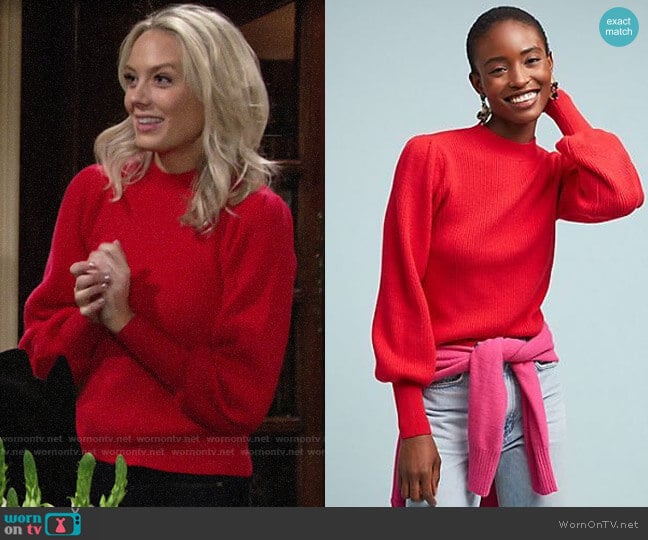 Anthropologie Sheridan Ribbed Sweater worn by Abby Newman (Melissa Ordway) on The Young and the Restless