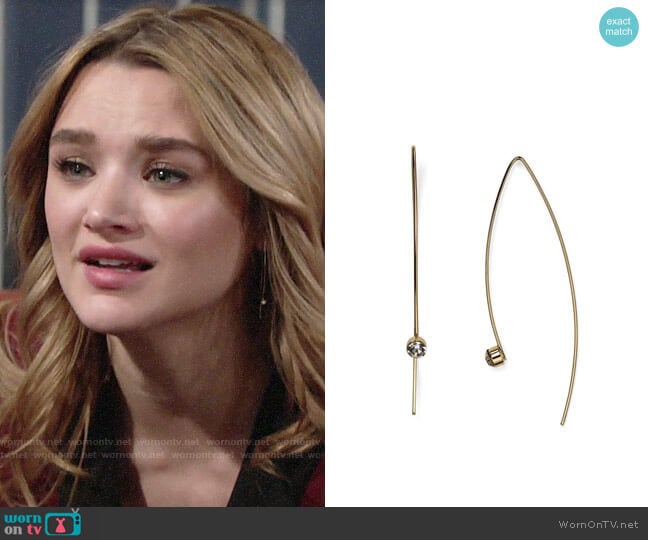 Aqua Alina Threader Earrings worn by Summer Newman (Hunter King) on The Young and the Restless