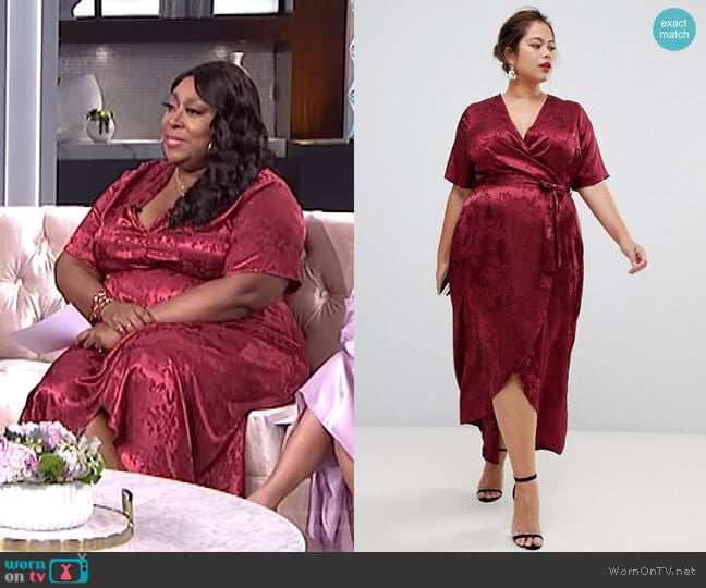 Jacquard Dress in Burgandy by New Look Curve worn by Loni Love on The Real