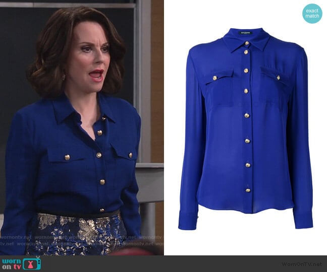 long sleeve shirt by Balmain worn by Karen Walker (Megan Mullally) on Will and Grace